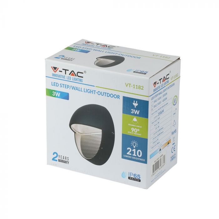 LED STEP LIGHT ROUND 3W 90° 210lm DL 166X94 BLACK IP65