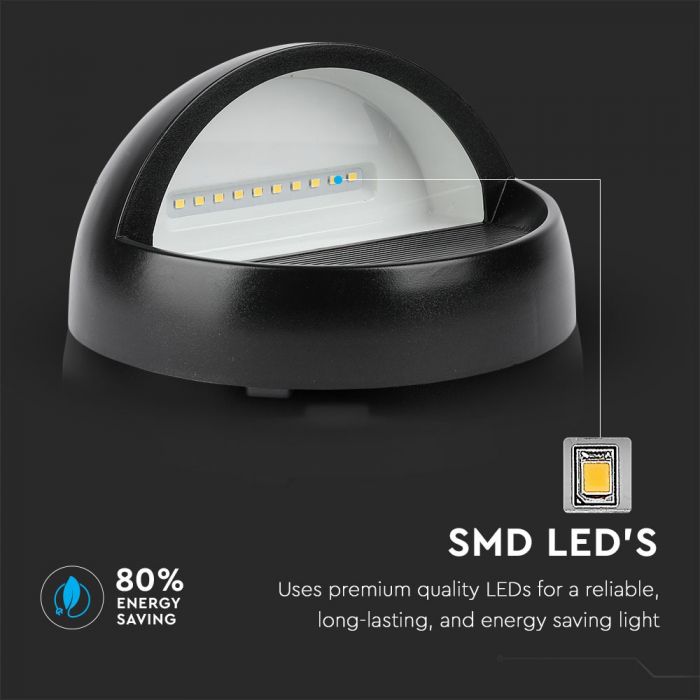 LED STEP LIGHT ROUND 3W 90° 210lm WW 166X94 BLACK IP65
