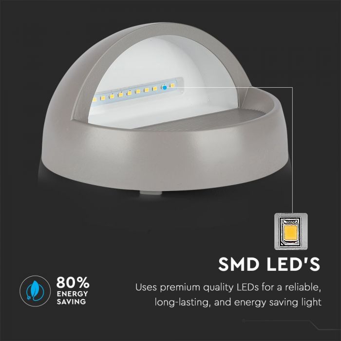 LED STEP LIGHT ROUND 3W 90° 210lm WW 166X94 GREY IP65