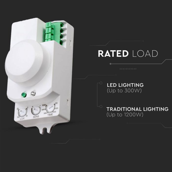 LED MICROWAVE SENSOR 1200W 360° 1-8m WITH MANUAL OVERRIDE FUNCTION IP20
