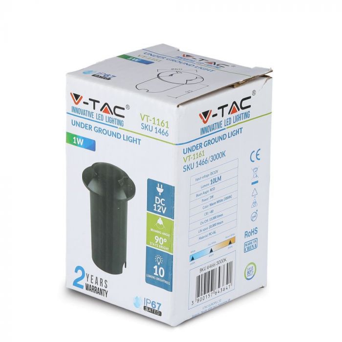 LED UNDERGROUND STEP LIGHT ROUND 1W 10lm CW 90° 60X93(43) IP67 BLACK