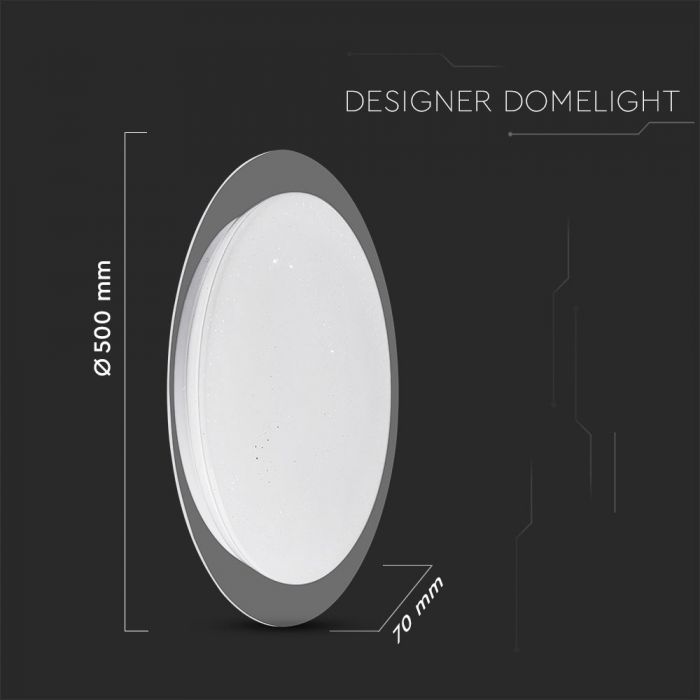 LED DESIGNER CEILING LIGHT WITH REMOTE CONTROL CCT CHANGING 65W 4900lm 180° D:500 DIMMABLE