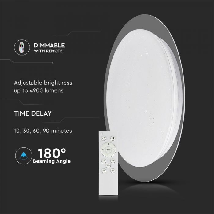 LED DESIGNER CEILING LIGHT WITH REMOTE CONTROL CCT CHANGING 65W 4900lm 180° D:500 DIMMABLE