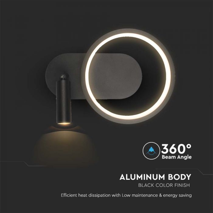 LED DESIGNER WALL LIGHT 14W DL 1500lm 250x180mm BLACK