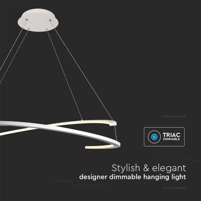 LED PENDANT LIGHT METAL 48W WW 5150lm 800x1200mm TRIAC DIMMABLE WHITE