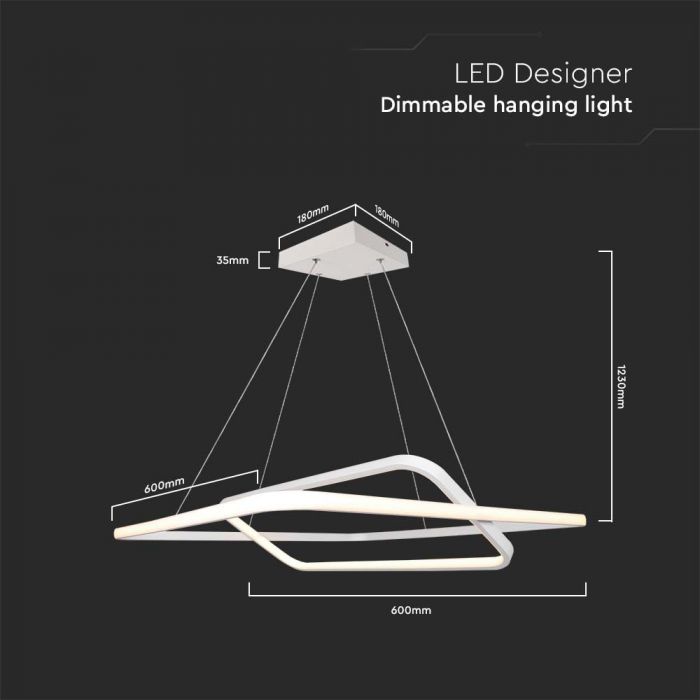 LED PENDANT LIGHT 48W DL 5150lm 600x1230mm TRIAC DIMMABLE WHITE