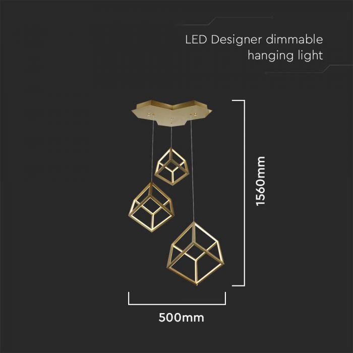 LED PENDANT LIGHT 46W WW 4900lm 500x1500mm GOLD