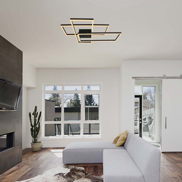 LED DECORATIVE CEILING LIGHT 50W WW 5010lm 905x670x100mm BLACK