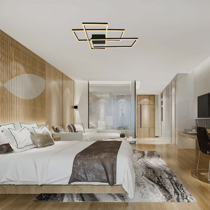 LED DECORATIVE CEILING LIGHT 50W WW 5010lm 905x670x100mm BLACK