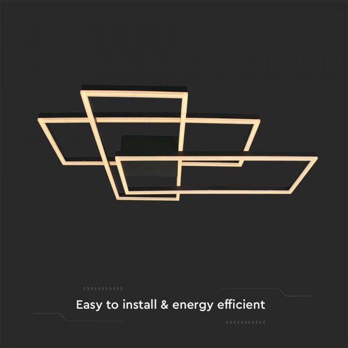 LED DECORATIVE CEILING LIGHT 50W WW 5010lm 905x670x100mm BLACK
