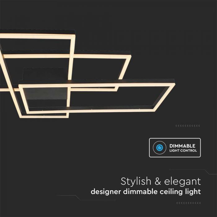 LED DECORATIVE CEILING LIGHT 50W WW 5010lm 905x670x100mm BLACK