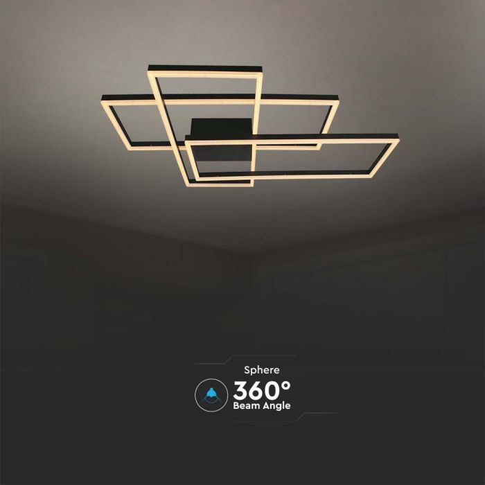 LED DECORATIVE CEILING LIGHT 50W WW 5010lm 905x670x100mm BLACK