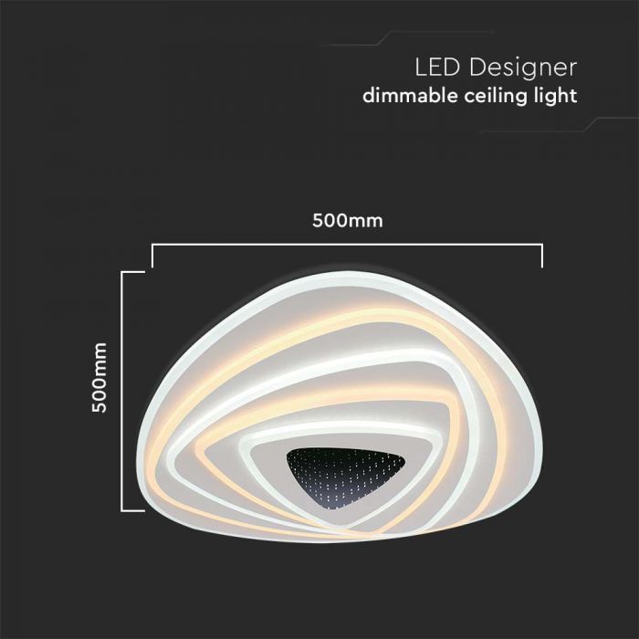 LED SMART DECORATIVE CEILING LIGHT 150W 3IN1 12800lm DIMMABLE+REMOTE CONTROL 51x50x7CM