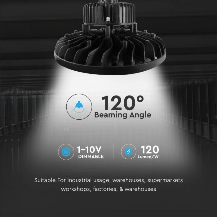 LED HIGHBAY UFO 100W DL 120° 12000lm 260X140.5 IP65 SAMSUNG CHIP 1-10V IK07 DIMMABLE A++