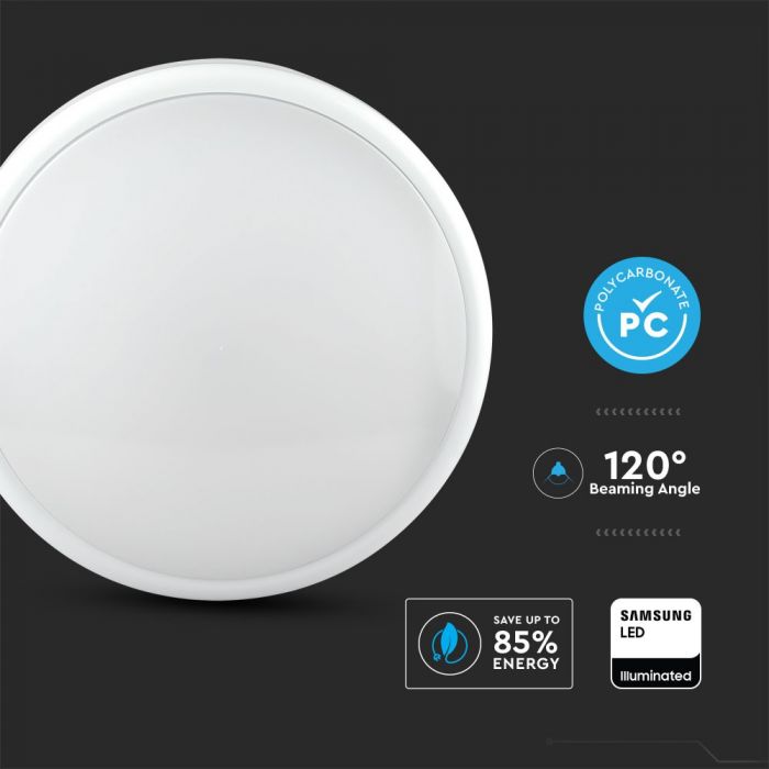 LED DOME LIGHT ROUND 20W 120° 1850lm 3in1 380X78 IP65 SAMSUNG IK08