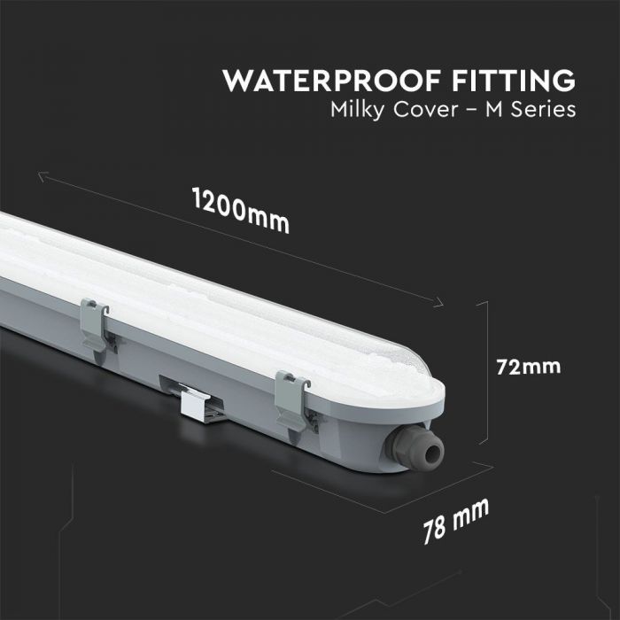 LED TUBE M-SERIES LAMP 36W CW 4320lm 4FT 120° MILKY COVER IP65 A++