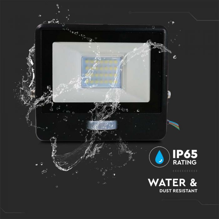 LED FLOOD PIR SENSOR 20W DL 100° 1510lm IP65 BLACK SAMSUNG 1M CABLE