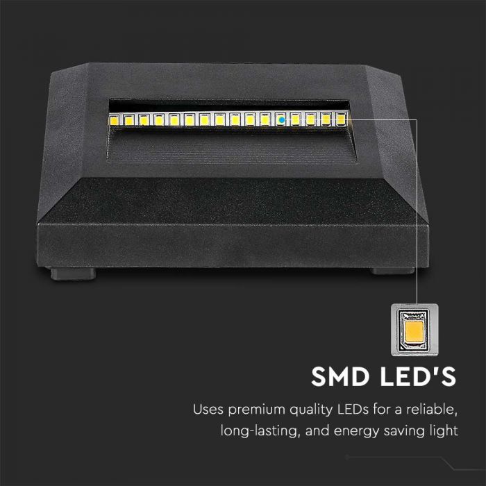 LED STEP LIGHT SQUARE 2W 60° 70lm DL 124x124x27 BLACK IP65