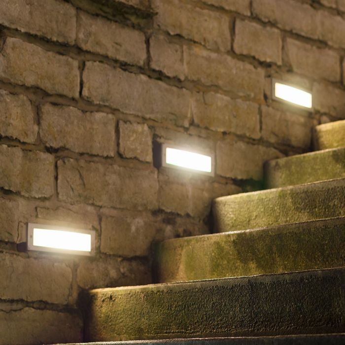 LED STEP LIGHT RECTANGLE 3W 70° 110lm DL 230X80X28 WHITE IP65