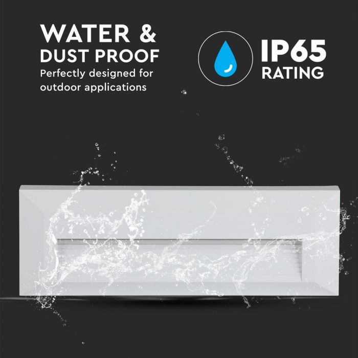 LED STEP LIGHT RECTANGLE 3W 70° 110lm DL 230X80X28 WHITE IP65