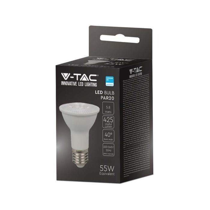 LED E27 PAR20 LAMP 5.8W WW 425lm 40° 64X84 SAMSUNG CHIP
