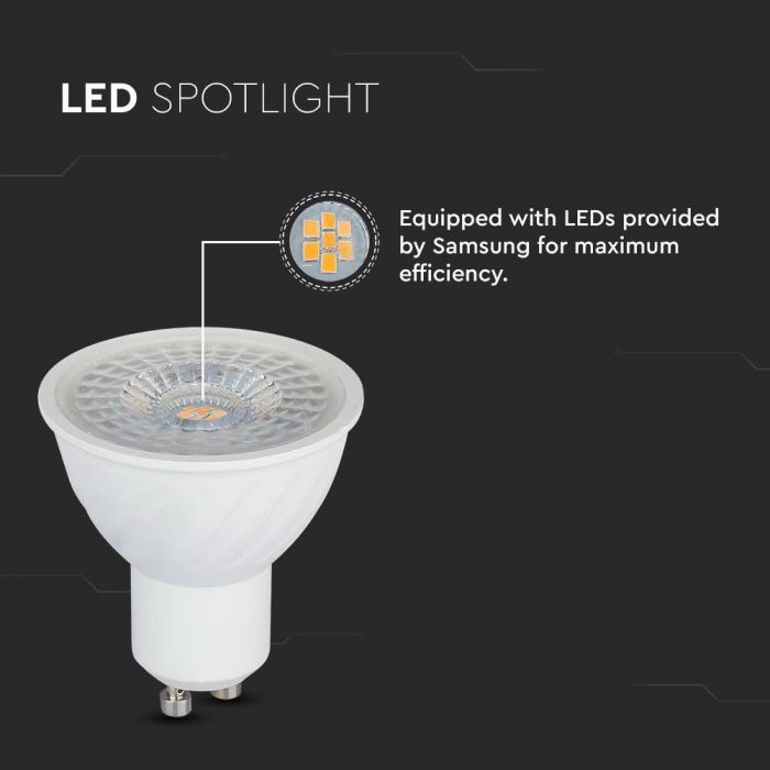 LED GU10 LAMP 6W WW 445lm 110° 50X55 SAMSUNG CHIP DIMMABLE