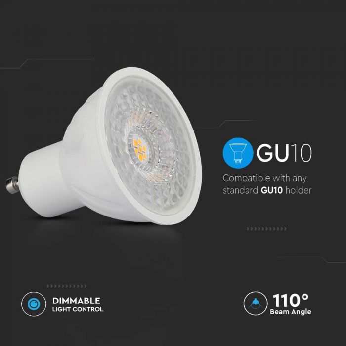 LED GU10 LAMP 6W WW 445lm 110° 50X55 SAMSUNG CHIP DIMMABLE