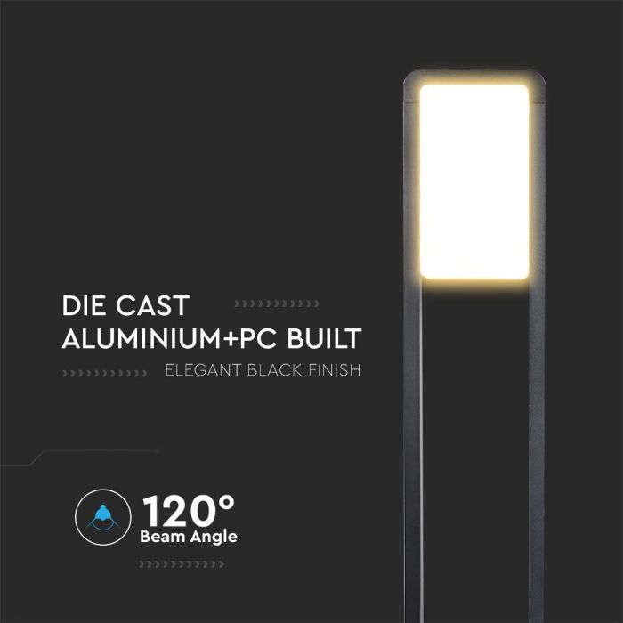 LED BOLLARD LAMP BLACK 10W DL 650lm 120° 163X57X800 IP65