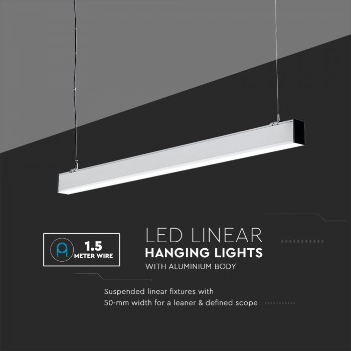 LED LINEAR HANGING SUSPENSION 40W DL 3510lm 120° 1197X50X65 ALUMINIUM SAMSUNG WHITE DIMMABLE