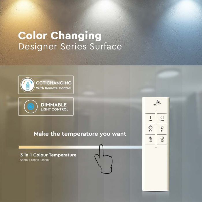 LED PENDANT DESIGNER ROUND SURFACE 20W 3IN1 2150lm 120° 300X85mm PC WHITE DIMMABLE