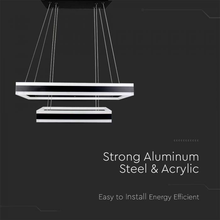 LED SOFT LIGHT CHANDELIER HANGING 2 STEP 113W WW 6300lm 360° 40X60 BLACK DIMMABLE