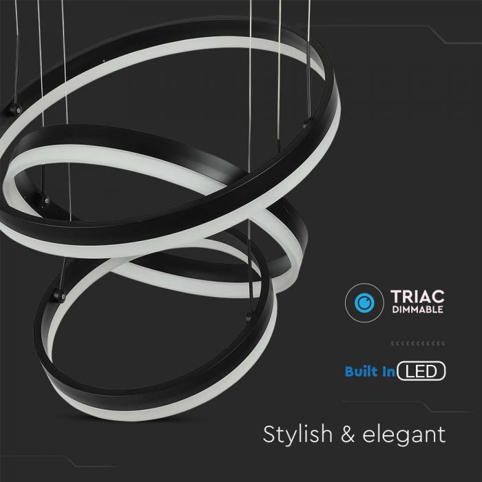 LED SOFT LIGHT CHANDELIER HANGING 3 STEP 92W WW 4550lm 120° 1200?600 BLACK DIMMABLE