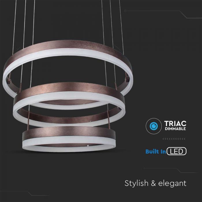 LED SOFT LIGHT CHANDELIER HANGING 86W WW 4550lm 120° 600x1200mm COFFEE TRIAC DIMMABLE