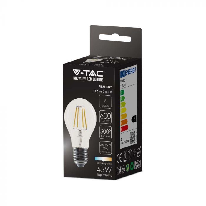 LED E27 FILAMENT LAMP 6W DL 600lm 300° 60X105