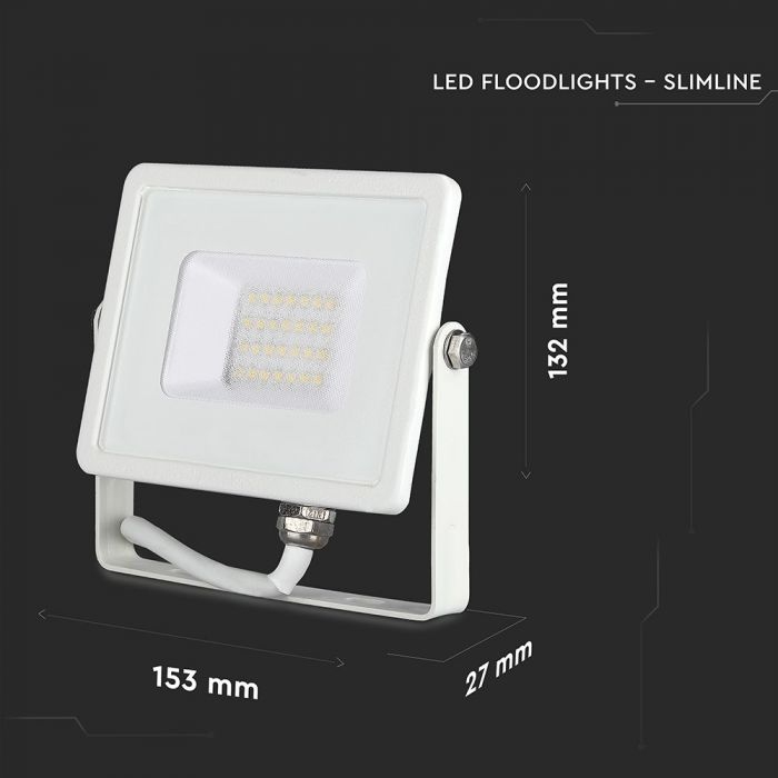 20W LED Floodlight SMD SAMSUNG Chip Slim White Body 3000K