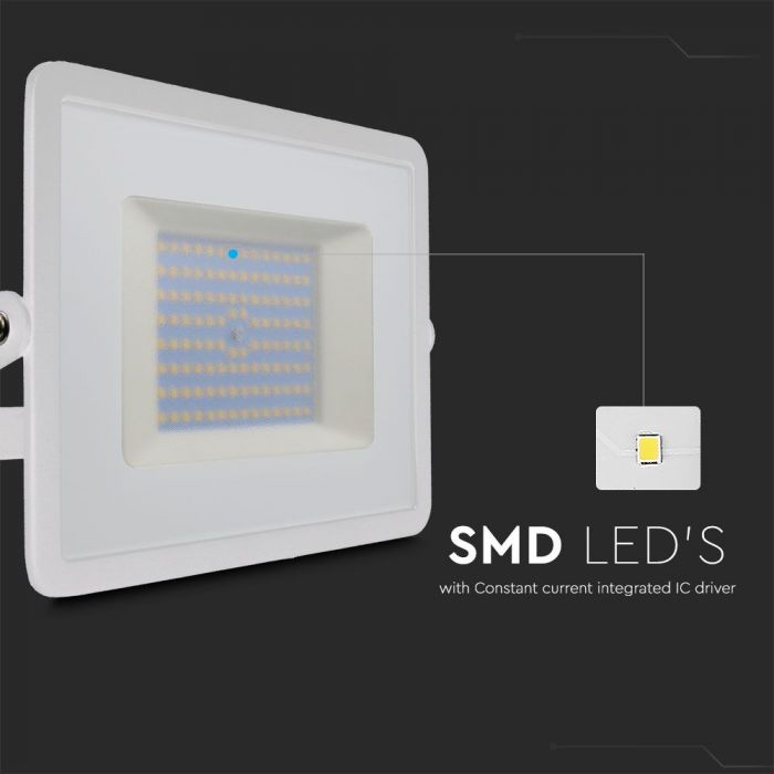LED FLOOD SLIM 100W CW 100° 8700lm IP65 WHITE
