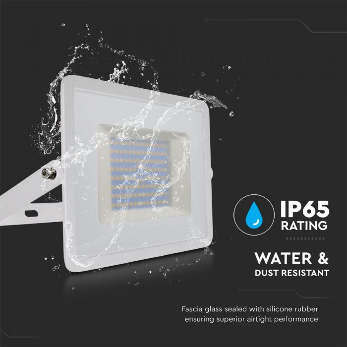 LED FLOOD SLIM 100W CW 100° 8700lm IP65 WHITE