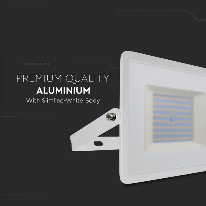 LED FLOOD SLIM 100W CW 100° 8700lm IP65 WHITE