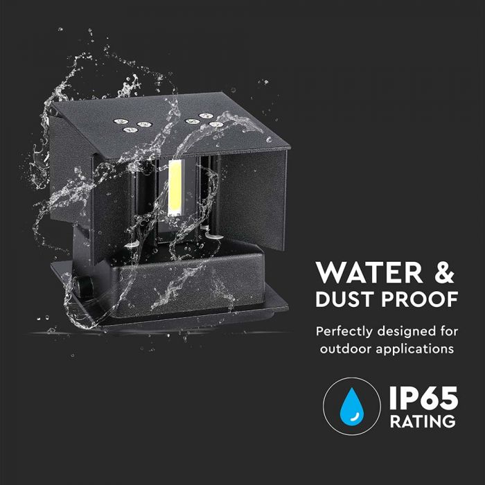 LED WALL LIGHT SQUARE ALUMINIUM 6W WW 700lm 0-120° 100X100 IP65 BLACK