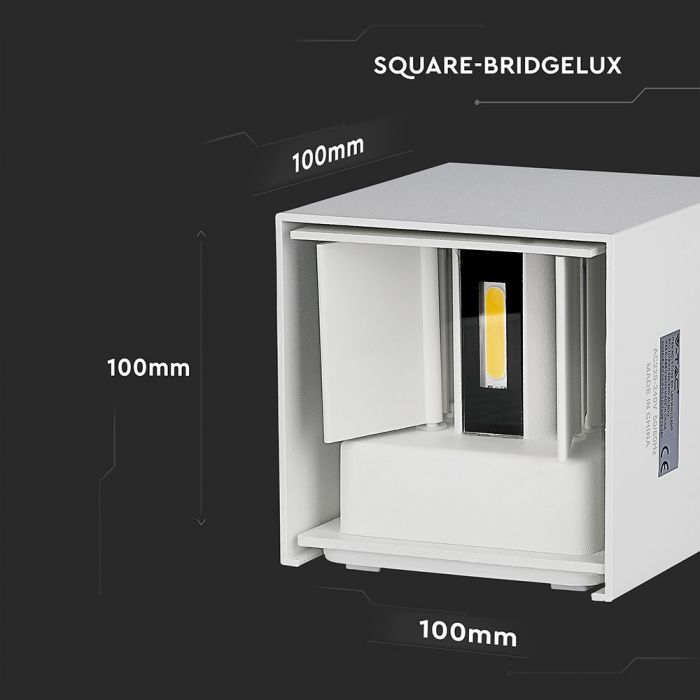 LED WALL LIGHT SQUARE ALUMINIUM 5W WW 700lm 0-120° 100X100 IP65 WHITE