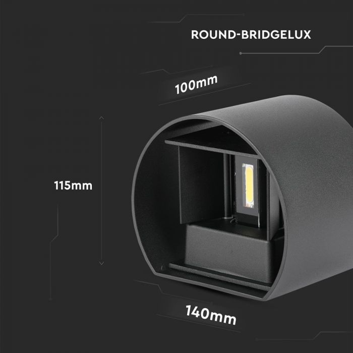 LED WALL LIGHT ROUND ALUMINIUM 5W WW 700lm 0-120° 100x100 IP65 BLACK