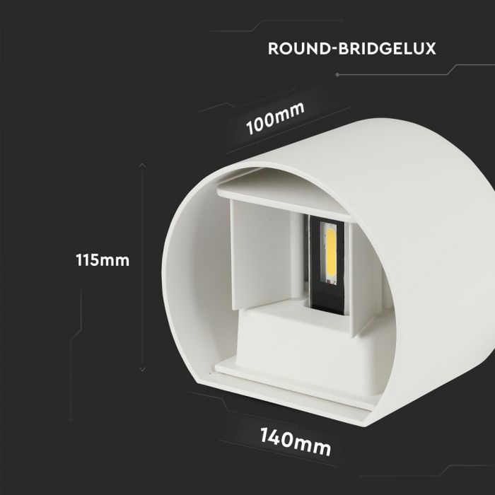 LED WALL LIGHT ROUND ALUMINIUM 5W WW 700lm 120° 140 x115x100mm IP65 WHITE