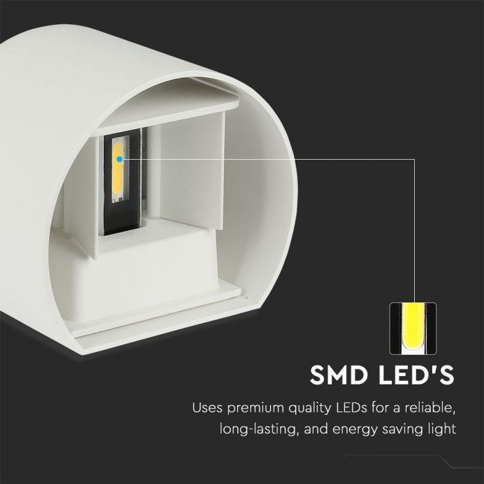 LED WALL LIGHT ROUND ALUMINIUM 5W WW 700lm 120° 140 x115x100mm IP65 WHITE