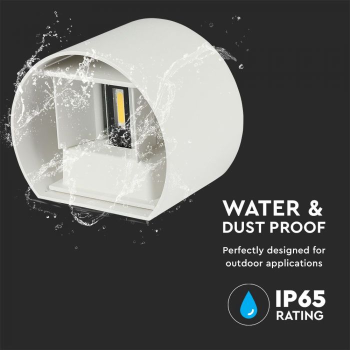 LED WALL LIGHT ROUND ALUMINIUM 5W WW 700lm 120° 140 x115x100mm IP65 WHITE