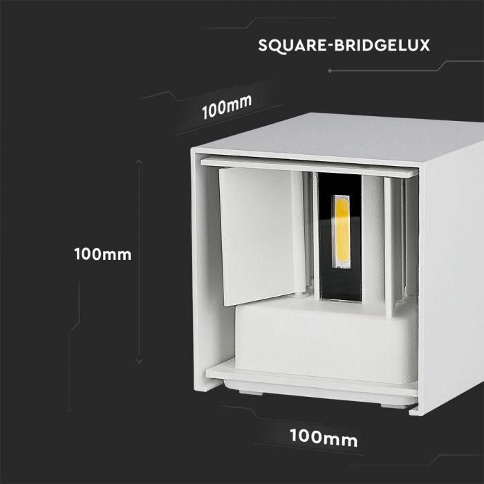 LED WALL LIGHT SQUARE ALUMINIUM 5W DL 700lm 0-120° 100X100 IP65 WHITE