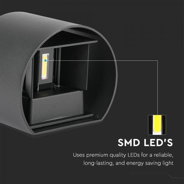 LED WALL LIGHT ROUND ALUMINIUM 5W DL 700lm 120° 140x115x100 IP65 BLACK