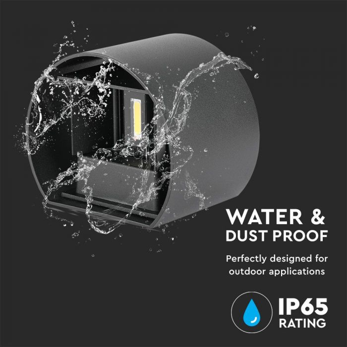 LED WALL LIGHT ROUND ALUMINIUM 5W DL 700lm 120° 140x115x100 IP65 BLACK