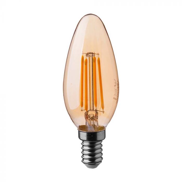 LED E14 FILAMENT AMBER COVER LAMP 4W 2200K 350lm 300° 35X98 CANDLE