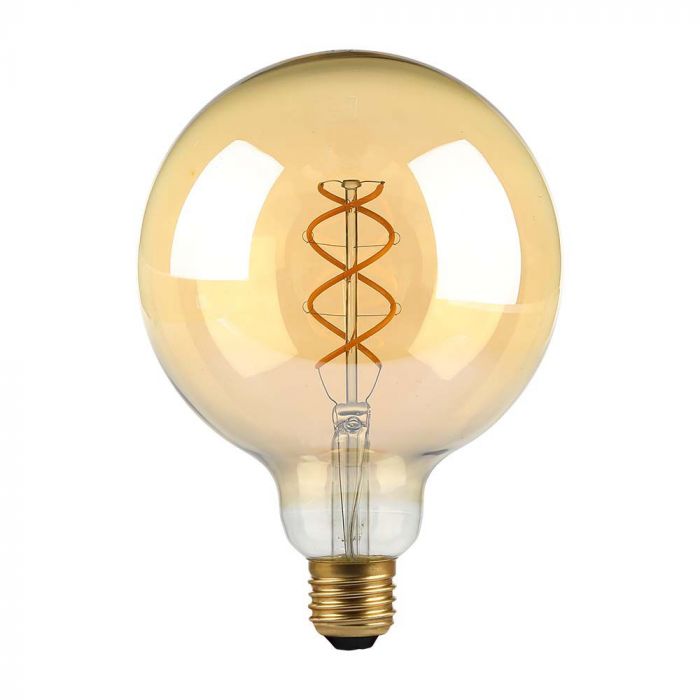 LED E27 FILAMENT LAMP AMBER COVER G125 5W WW 300lm 300° 125X173