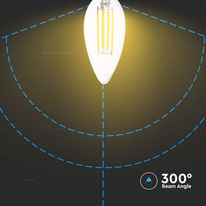 LED E14 FILAMENT LAMP 6W CW 600lm 300° 35x98 CANDLE